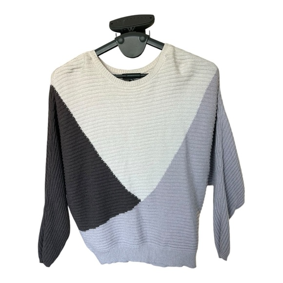 Express Color Block Ribbed Dolman Sleeve Sweater Purple White Size Small - Picture 4 of 7